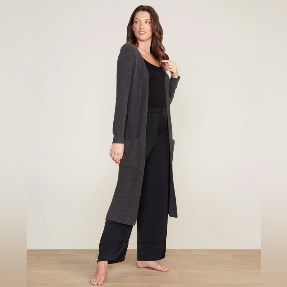 Barefoot Dreams Mid-Length Cardigan Charcoal S/M Cozy Chic